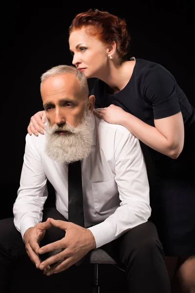 Woman consoling sad man — Stock Photo
