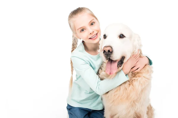 Adorable enfant avec chien — Photo de stock