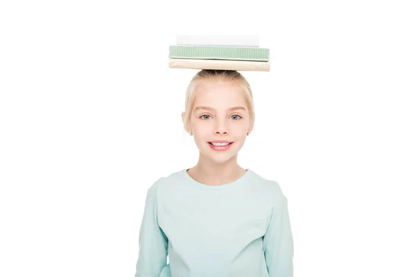 Écolière souriante avec livres — Photo de stock