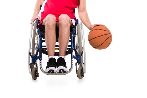 Sportsman in wheelchair playing basketball — Stock Photo