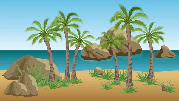 Palm beach vector landscape  background