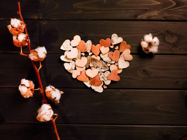 Paper hearts and cotton flowers — Stock Image Paper hearts and cotton flowers Royalty Free Stock Photos