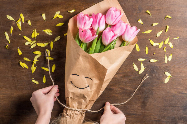 Rosa Tulpenstrauß — Stockfoto