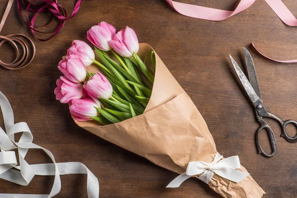 Rózsaszín tulipán csokor Stock Kép