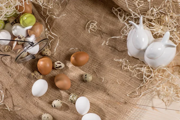 Oeufs de caille et de poulet — Photo de stock