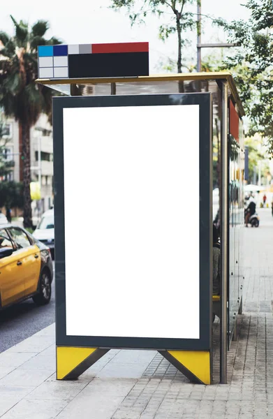 Blank advertising light box on bus stop