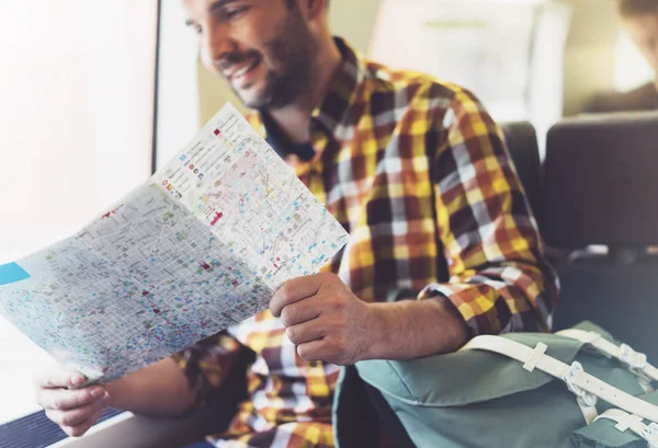 Tourist  planing route of railway