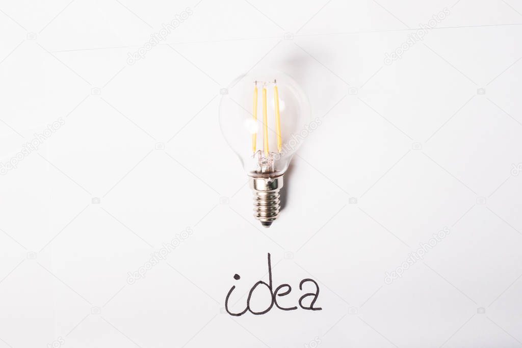 idea written with a bulb