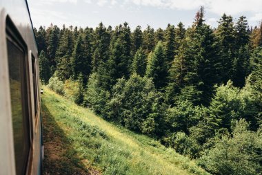Tren vagonuna dağlardan görünümünü