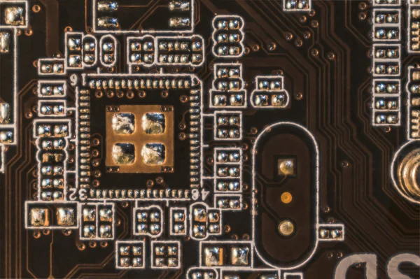 Een Fragment Van Een Micro Elektronische Printplaat — Stockfoto