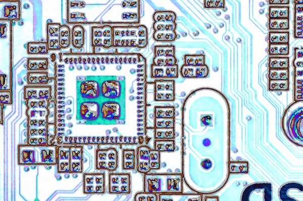 Een Fragment Van Een Micro Elektronische Printplaat — Stockfoto