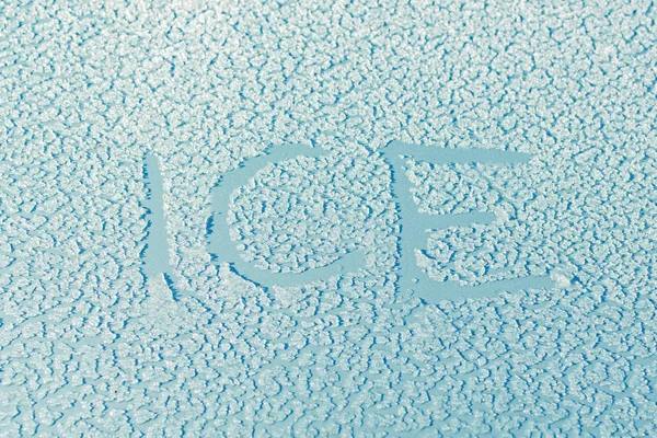 The inscription on the icy car, ice — Stock Photo, Image