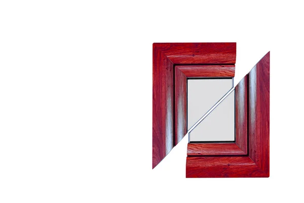 Mały Układ Okna Laminowanego Tworzywem Sztucznym Białym Tle — Zdjęcie stockowe
