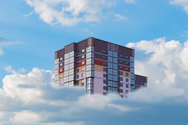 Collage Nuevo Edificio Varios Pisos Una Nube —  Fotos de Stock