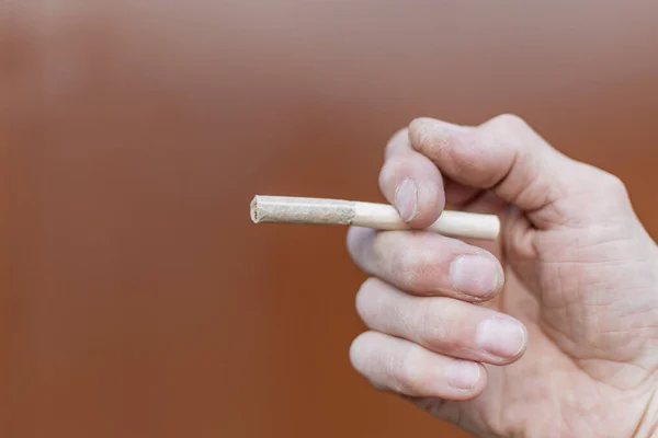 Hand Working Man Holding Old Cigarette — Stock Photo, Image