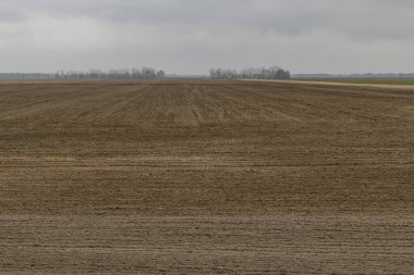 İlkbaharda kırsal bölgelerde ekime hazır tarla