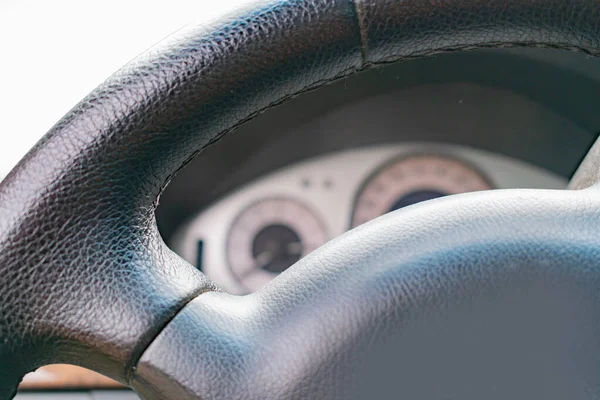 Fragmentos Del Interior Volante Adornos Asientos Coche — Foto de Stock