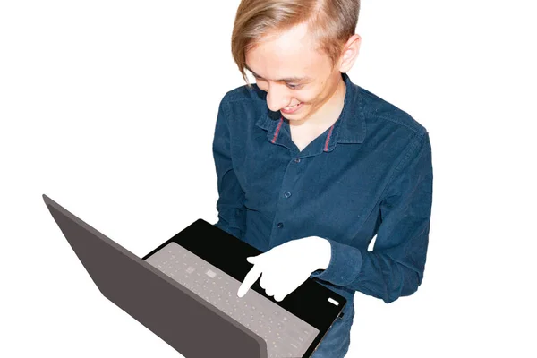 Young Man Working Laptop — Stock Photo, Image