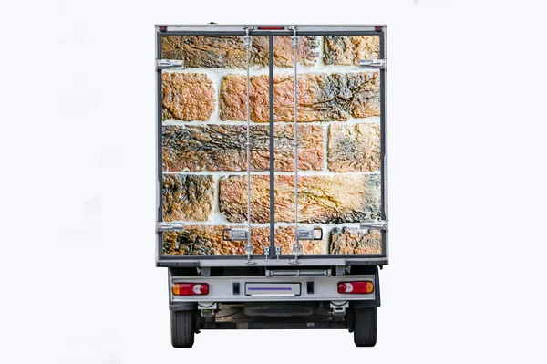 Rear view of the truck with the image of decorative bricks