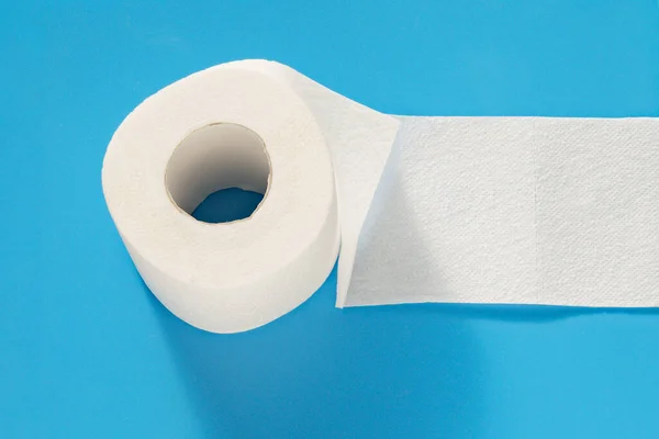Koláž Toaletního Papíru Modrém Pozadí — Stock fotografie