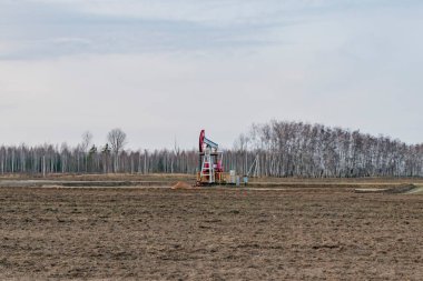 Sahada çalışan küçük petrol üretim ekipmanları