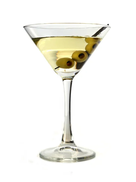 Martini con aceitunas sobre fondo blanco —  Fotos de Stock