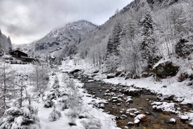 Alplerdeki kış manzarası 