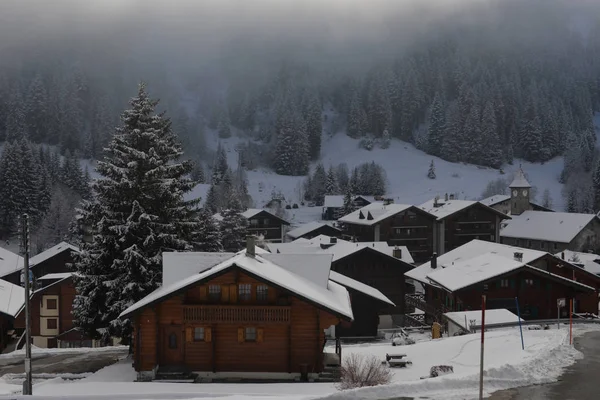 Зимовий альпійський пейзаж у сільській місцевості — стокове фото