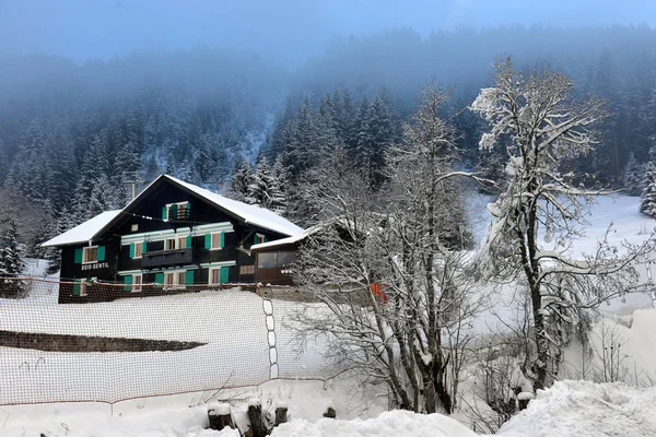 Paysage alpin hivernal à la campagne — Photo