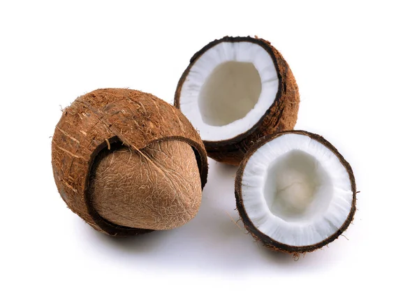 Cocos abertos sobre fundo branco — Fotografia de Stock