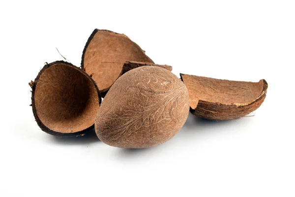 Open kokosnoot op witte achtergrond — Stockfoto