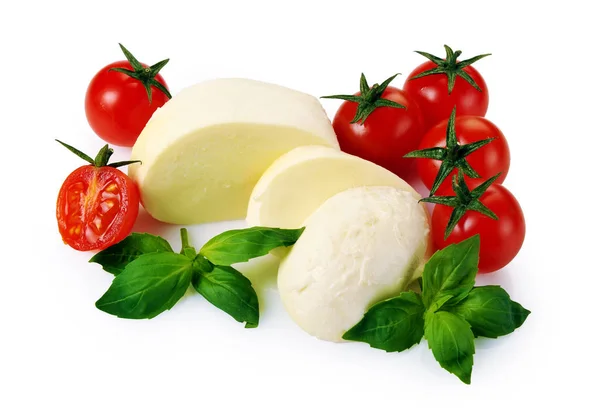 Mozzarella cherry tomatoes basil — Stock Photo, Image