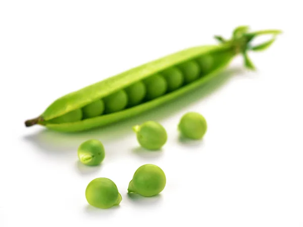 Pods of green peas isolated on a white background. Green ripe fr — Stock Photo, Image