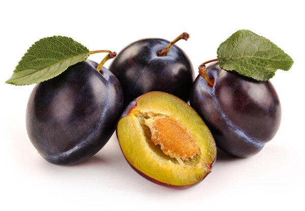 plum and a half and leaves