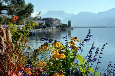 Montreux quay Güz. İsviçre