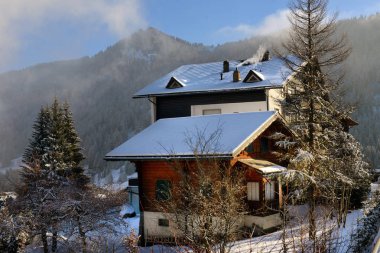 Kırsal kış dağ manzarası