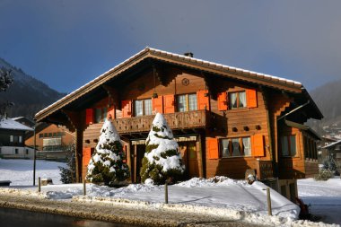 Kırsal kış dağ manzarası