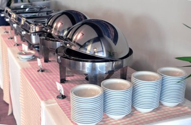 Olay plaka et lokantası. Açık büfe, breakfa Gıda seçimi