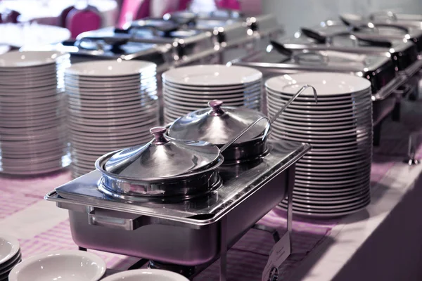 Catering event plate service.Smorgasbord, food choice of breakfa — Stock Photo, Image