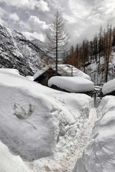 Telhado de um chalé coberto de neve . — Fotografia de Stock