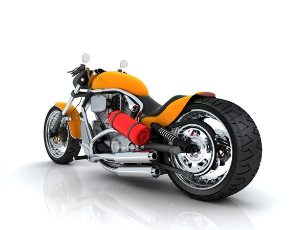 Оранжевый мотоцикл на белом — стоковое фото