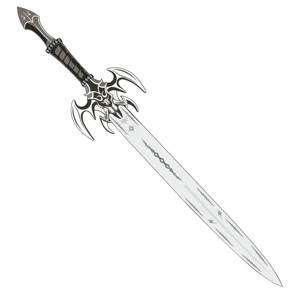 Illustration d'épée avec des décorations sur la lame — Image vectorielle