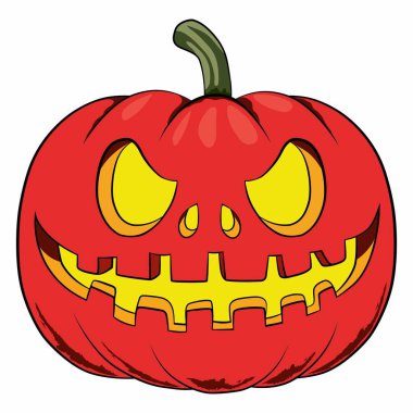 Cadılar Bayramı Balkabağı korkutucu yüz, vektör karikatür çizim.