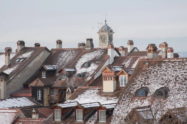 Murten Cidade Inverno Suíça Europa — Fotografia de Stock