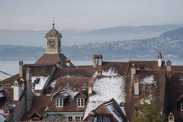 Murten Város Tél Svájc Európában — Stock Fotó