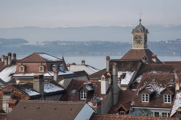 Murten Város Tél Svájc Európában — Stock Fotó