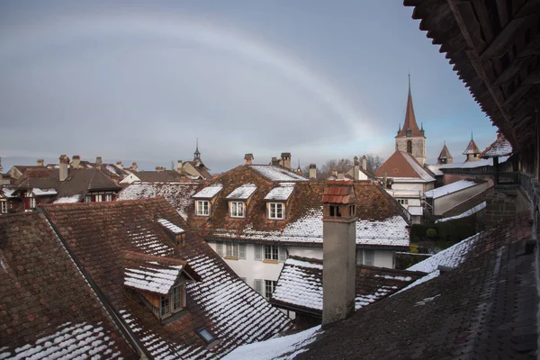 Murten Város Tél Svájc Európában — Stock Fotó