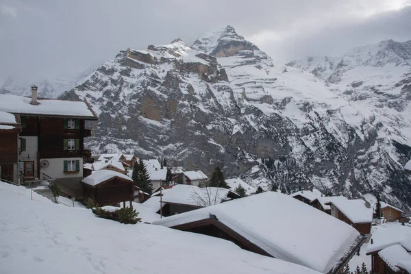 Murren Ciudad Invierno Suiza Europa — Foto de Stock