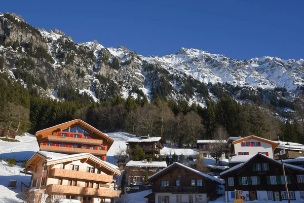 Wengen Ciudad Esquí Invierno Suiza Europa — Foto de Stock