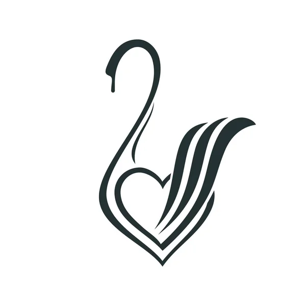 Dibujo lineal de un cisne — Vector de stock